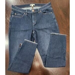 EILEEN FISHER Womens Organic Cotton Denim Ankle Slim Raw Hem Mid Rise Jeans Sz 6